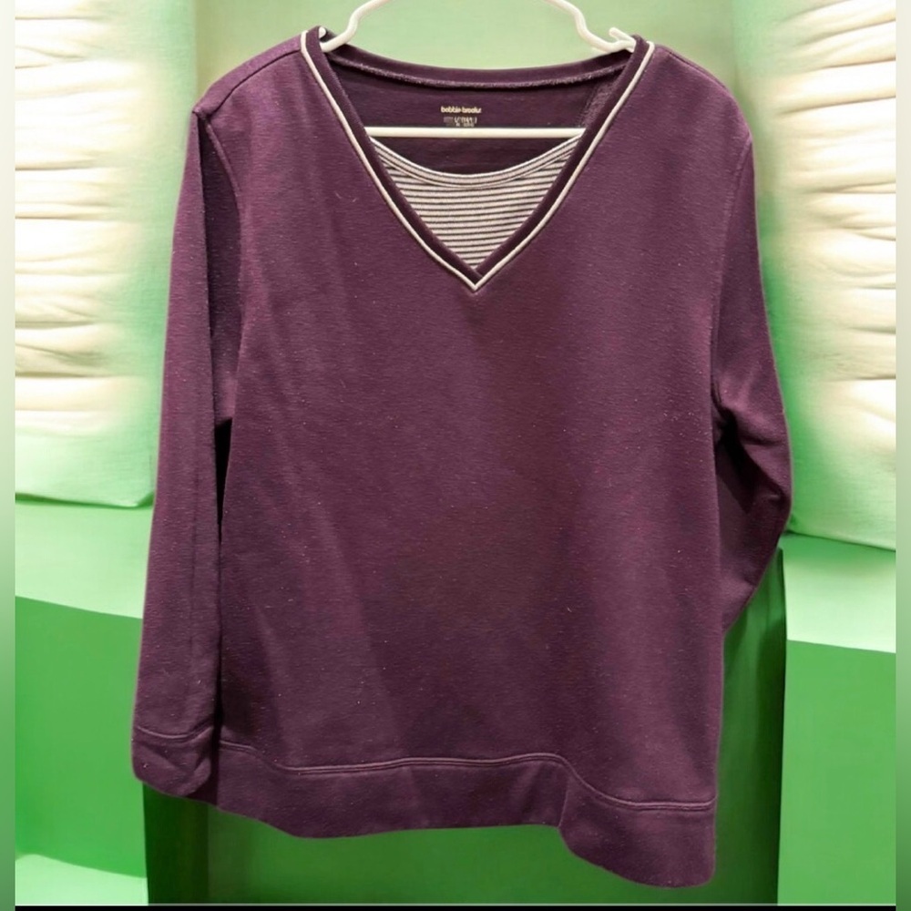 Bobbie brooks Purple V-Neck Long Sleeve Top LARGE